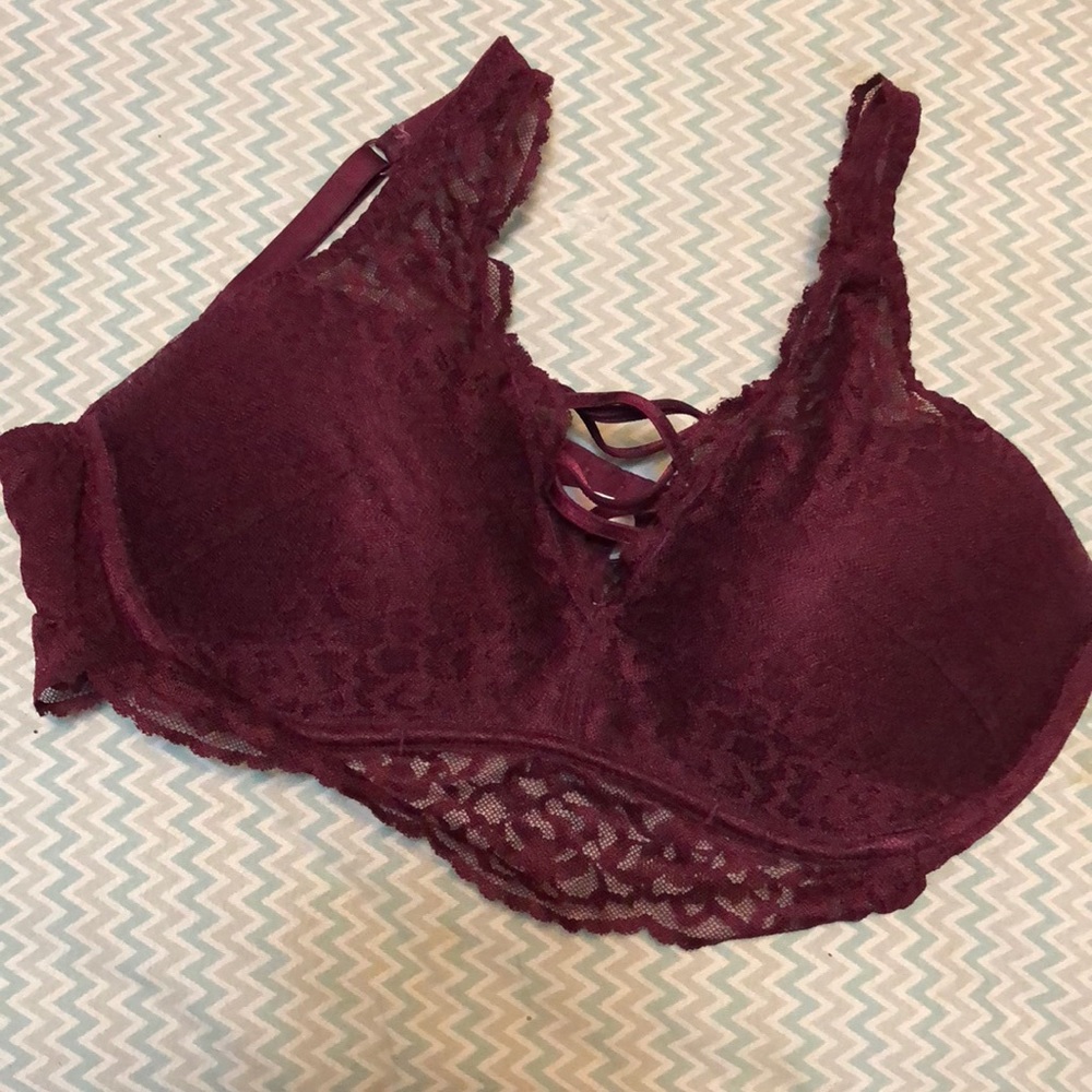 Maroon PINK lace bralette